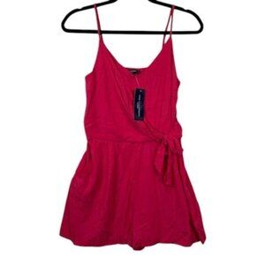 NWT One Clothing Hot Pink Short Romper Adjustable Straps Side Tie Size Small